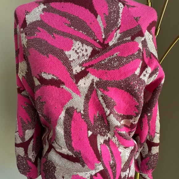 Anthropologie Metallic Floral Mock Neck Sweater - Picture 4 of 9